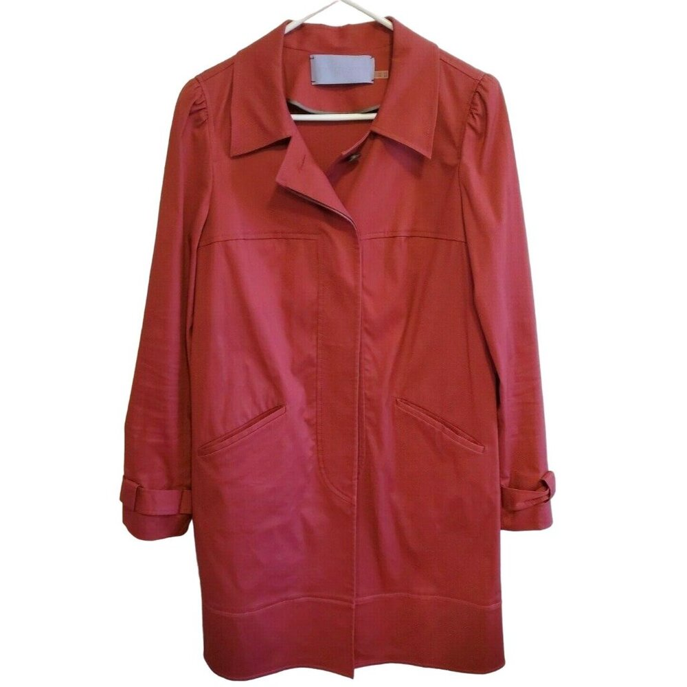Vera Wang Lavender Label Pink Magenta Long Trench Coat Jacket Size 10/44